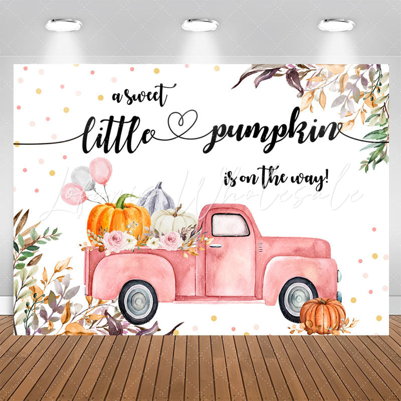 Lofaris Pumpkin On The Way Leaves Floral Baby Shower Backdrop