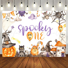 Lofaris Pumpkin Spooky Cute Halloween 1st Birthday Backdrop