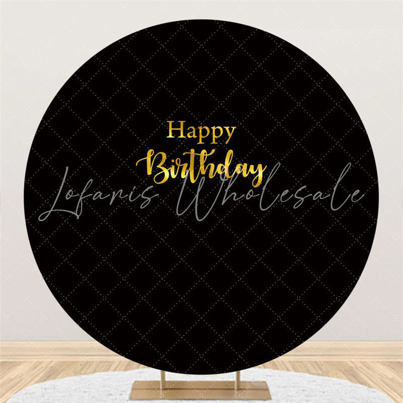 Lofaris Pure Black Gold Happy Birthday Round Backdorp For Party