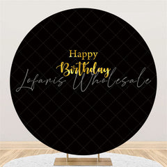 Lofaris Pure Black Gold Happy Birthday Round Backdorp For Party