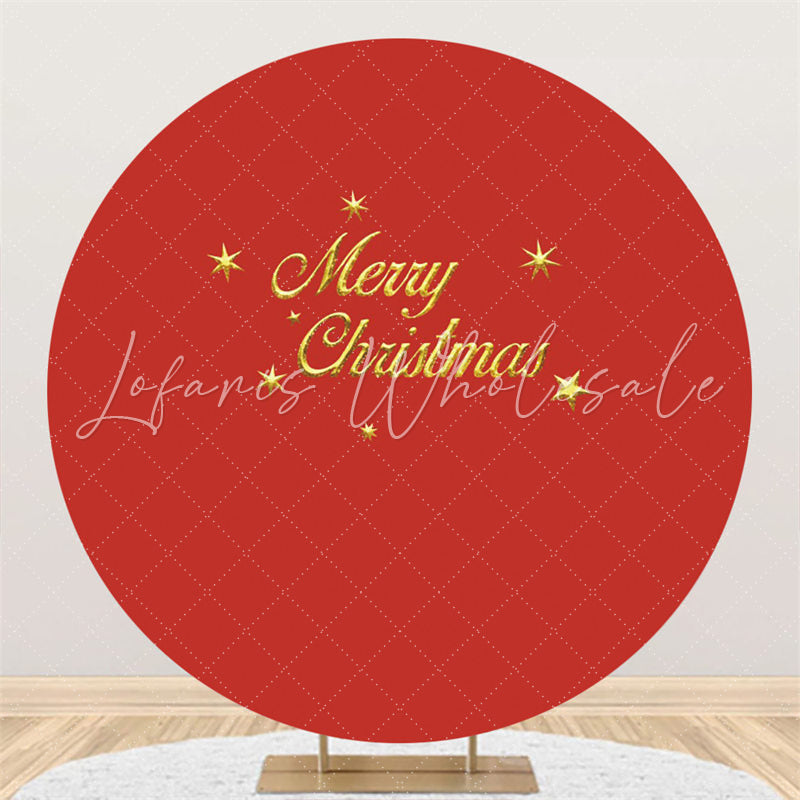 Lofaris Pure Red Theme Gold Merry Christmas Circle Backdrop