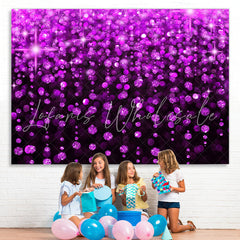 Lofaris Purple And Black Glitter Birthday Backdrop For Girl