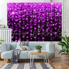Lofaris Purple And Black Glitter Birthday Backdrop For Girl