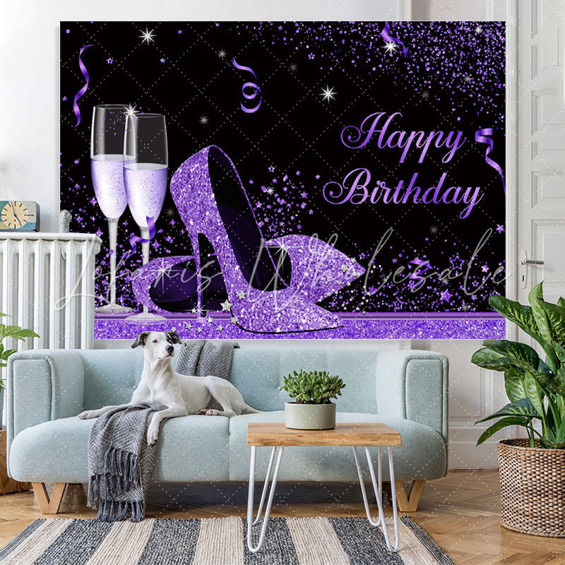 Lofaris Purple And Black Glitter High-Heel With Goblet Backdrop