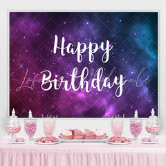Lofaris Purple and Blue Starry Night Happy Birthday Backdrop