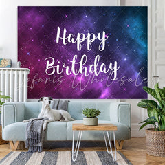 Lofaris Purple and Blue Starry Night Happy Birthday Backdrop