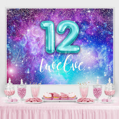 Lofaris Purple and Blue Starry Universe 12Th Birthday Backdrop