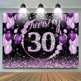 Lofaris Purple And Glitter Cheers To 30Th Birthday Backdrop