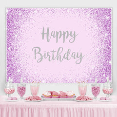 Lofaris Purple And Glitter Dots Silver Happy Birthday Backdrop