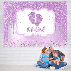 Lofaris Purple And Glitter Oh Girl Theme Baby Shower Backdrop