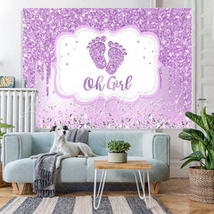 Lofaris Purple And Glitter Oh Girl Theme Baby Shower Backdrop