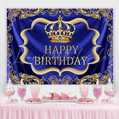 Lofaris Blue and gold royal crown birthday backdrop design