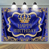 Lofaris Blue and gold royal crown birthday backdrop design