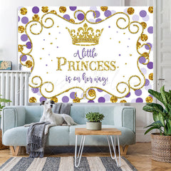 Lofaris Purple and Golden Crown Princess Baby Shower Backdrop