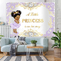 Lofaris Purple and Golden Diamond Baby Shower Backdrop Girl