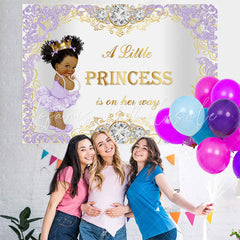 Lofaris Purple and Golden Diamond Baby Shower Backdrop Girl