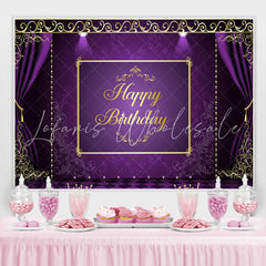 Lofaris Purple and Golden Lace Happy Birthday Party Backdrop