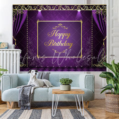 Lofaris Purple and Golden Lace Happy Birthday Party Backdrop