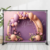 Lofaris Purple And Orange Balloons Floral Birthday Backdrop