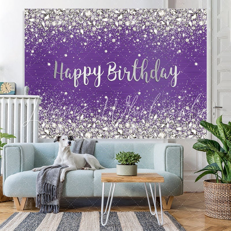Lofaris Purple and Shinning Bokeh Dots Happy Birthday Backdrop