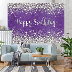 Lofaris Purple and Shinning Bokeh Dots Happy Birthday Backdrop