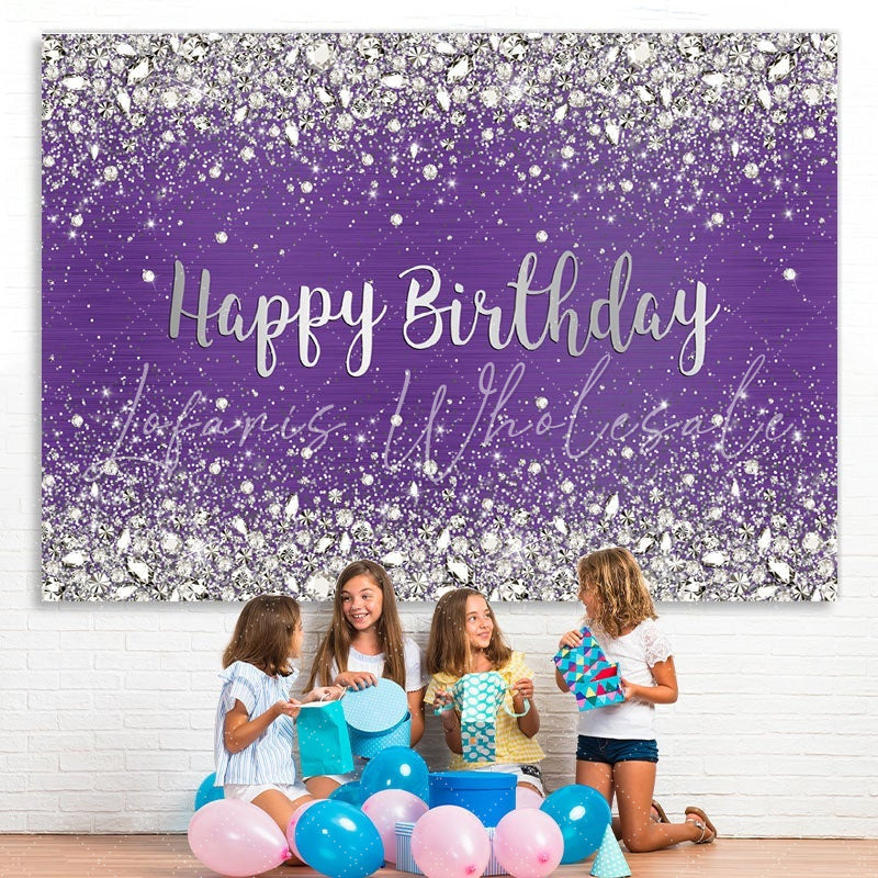 Lofaris Purple and Shinning Bokeh Dots Happy Birthday Backdrop
