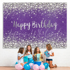 Lofaris Purple and Shinning Bokeh Dots Happy Birthday Backdrop