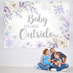 Lofaris Purple and White Floral Snowflake Baby Shower Backdrop