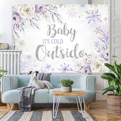 Lofaris Purple and White Floral Snowflake Baby Shower Backdrop