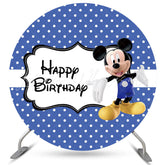 Lofaris Purple And White Round Cartoon Mouse Birthday Backdrop