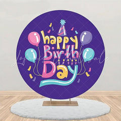 Lofaris Purple Balloon Hat Ribbon Round Birthday Backdrop