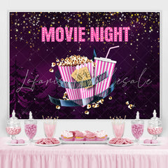 Lofaris Purple Black Sky With Star Movie Night Popcorn Backdrop