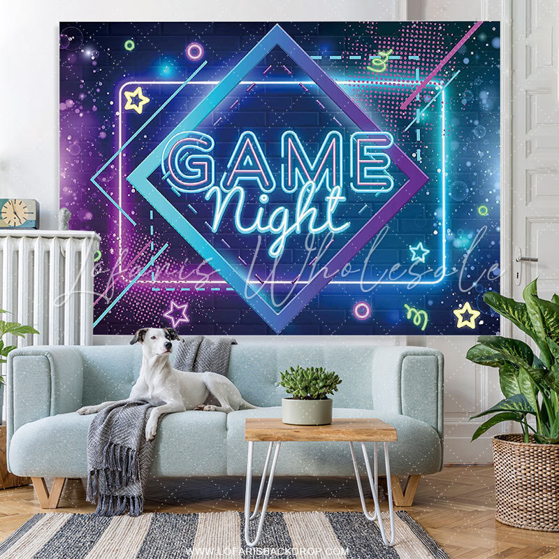 Lofaris Purple Blue Bokeh Game Night Happy Birthday Backdrop