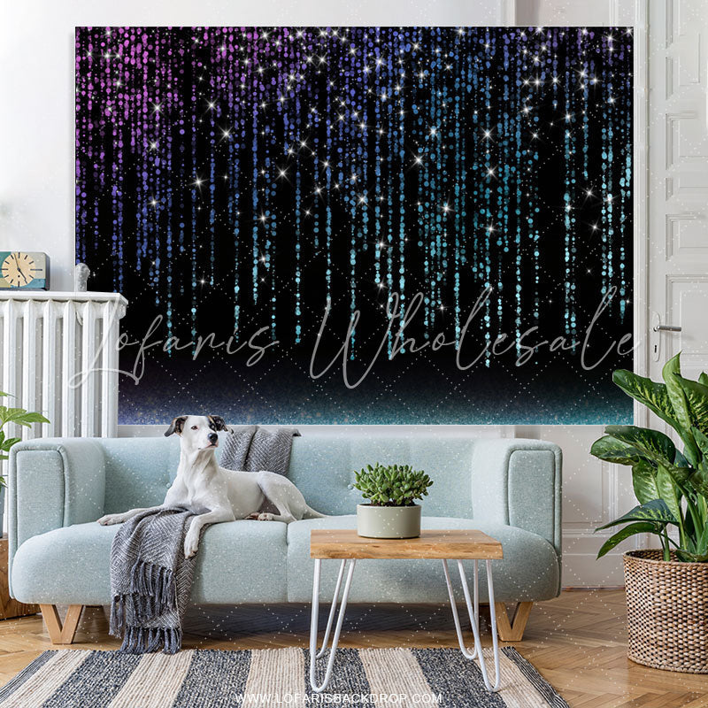 Lofaris Purple Blue Bokeh Glitter Black Birthday Party Backdrop