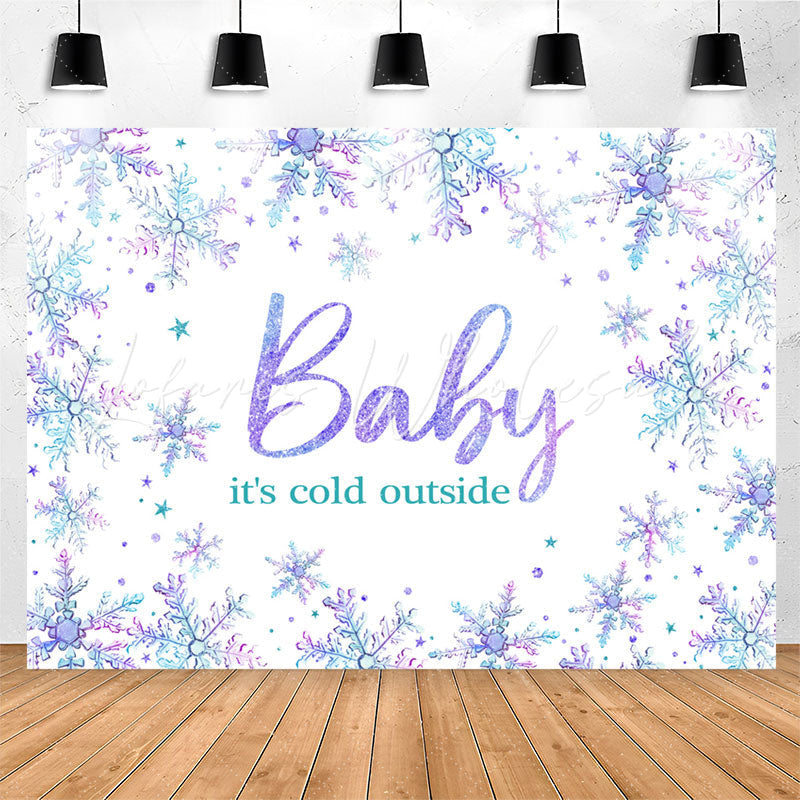 Lofaris Purple Blue Gradient Snowflake Baby Shower Backdrop