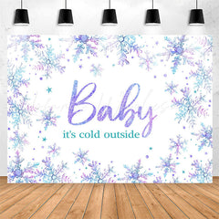 Lofaris Purple Blue Gradient Snowflake Baby Shower Backdrop