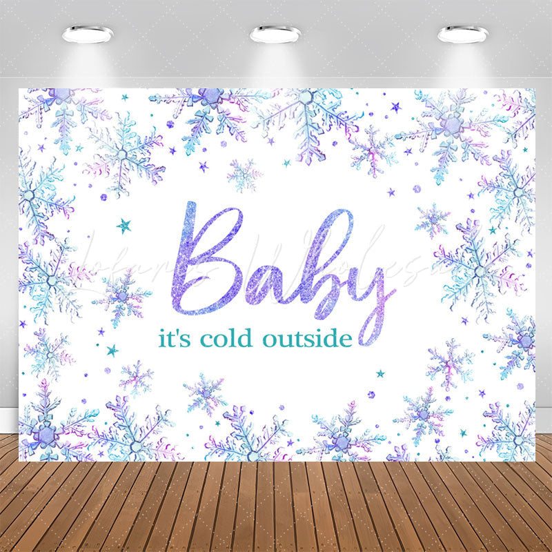 Lofaris Purple Blue Gradient Snowflake Baby Shower Backdrop