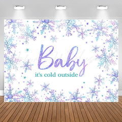 Lofaris Purple Blue Gradient Snowflake Baby Shower Backdrop
