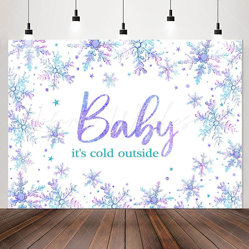 Lofaris Purple Blue Gradient Snowflake Baby Shower Backdrop