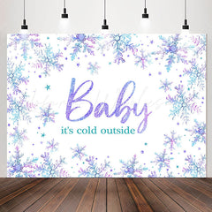 Lofaris Purple Blue Gradient Snowflake Baby Shower Backdrop