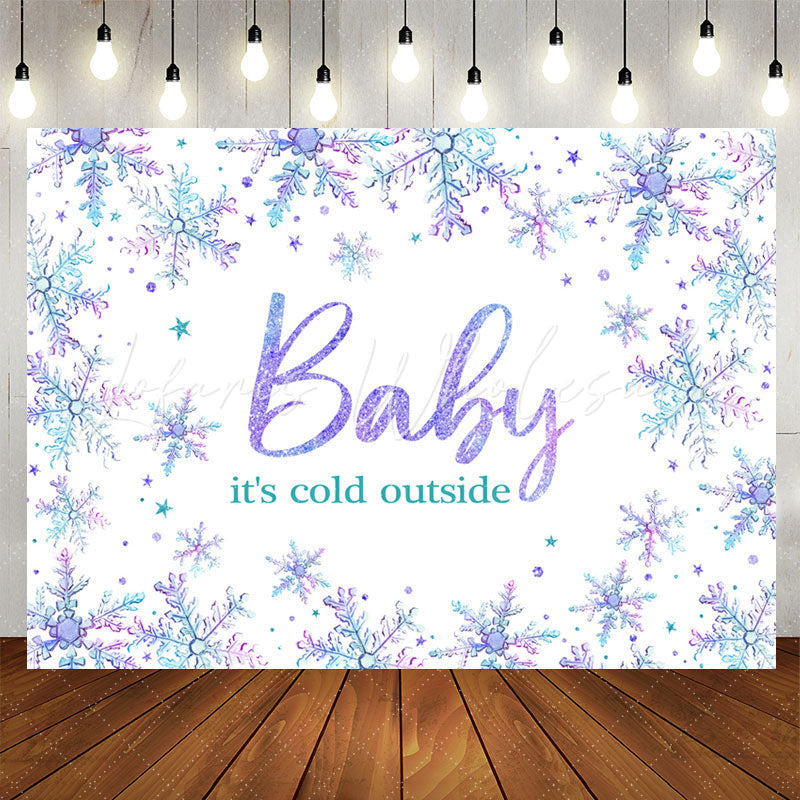 Lofaris Purple Blue Gradient Snowflake Baby Shower Backdrop