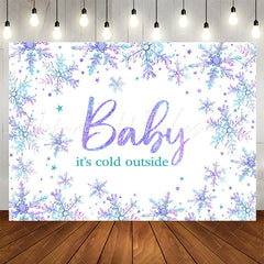 Lofaris Purple Blue Gradient Snowflake Baby Shower Backdrop