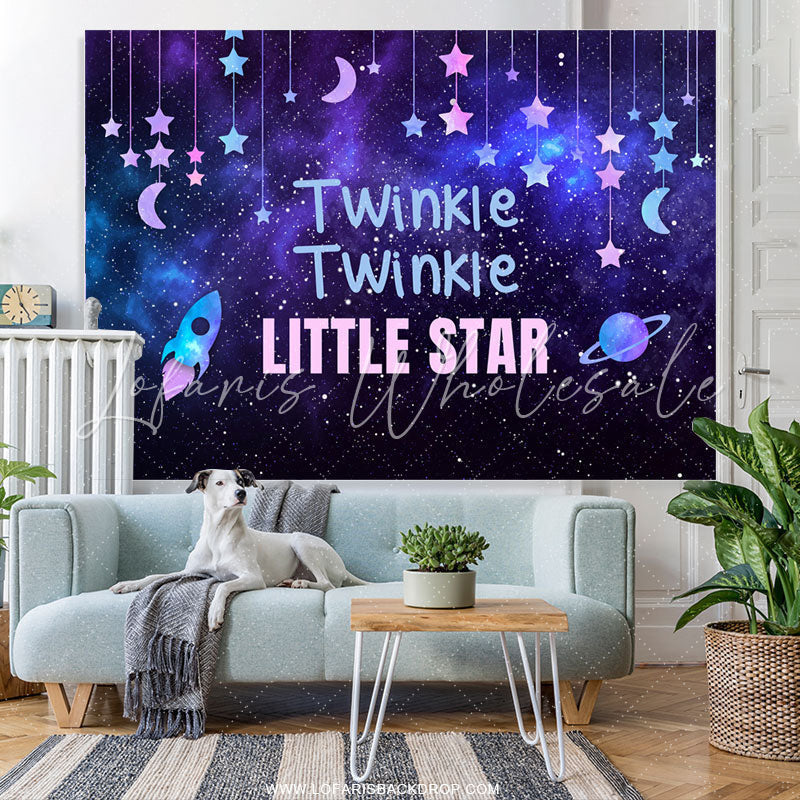 Lofaris Purple Blue Star Night Baby Shower Backdrop For Decro