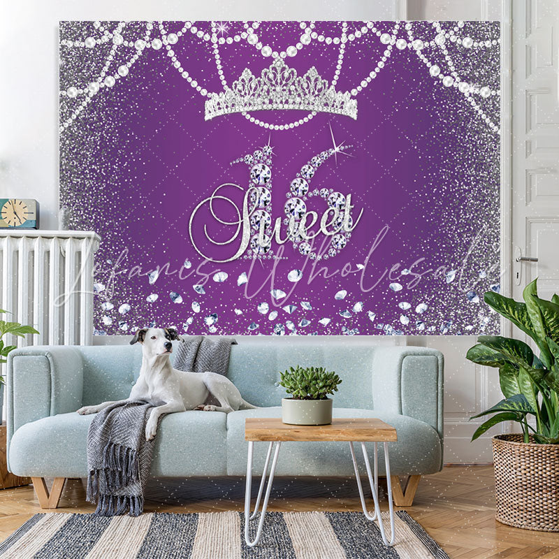 Lofaris Purple Bokeh Sweet 16 Birhtday Backdrop Princess Girl