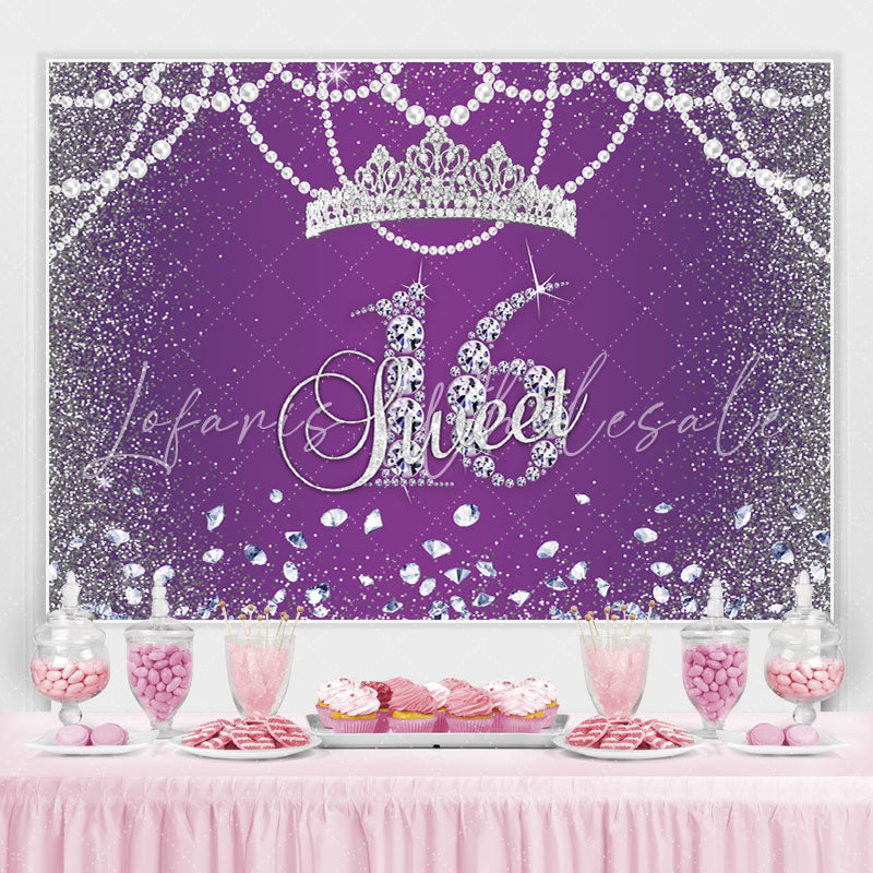 Lofaris Purple Bokeh Sweet 16 Birhtday Backdrop Princess Girl