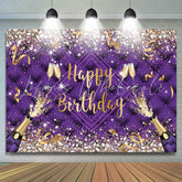 Lofaris Purple Champagne Bottle Ribbion Happy Birthday Backdrop