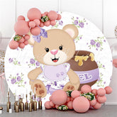 Lofaris Purple Circle Sweet Teddy Bear Baby Shower Backdrop