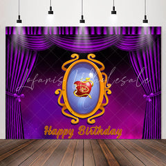 Lofaris Purple Curtain Magic Mirror Apple Birthday Backdrop