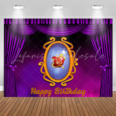 Lofaris Purple Curtain Magic Mirror Apple Birthday Backdrop