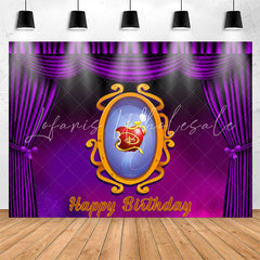 Lofaris Purple Curtain Magic Mirror Apple Birthday Backdrop